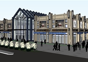 新古典商场步行街建筑设计SU(草图大师)模型