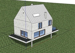 美式多层小别墅建筑设计SU(草图大师)模型