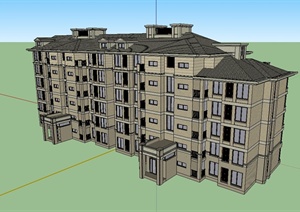某法式花园洋房住宅建筑楼设计SU(草图大师)模型
