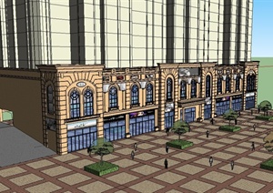 某欧式风格商业街办公楼设计SU(草图大师)模型