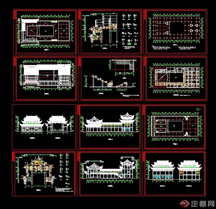 古典中式建築祠堂戲臺設計cad方案[原創]