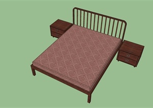 现代风格单体床及床头柜设计SU(草图大师)模型