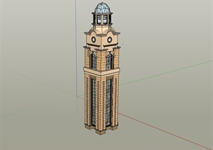 欧式风格钟楼设计SU(草图大师)模型