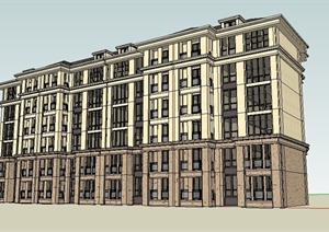 欧式风格6层花园洋房住宅楼建筑设计SU(草图大师)模型