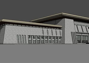 草原风格火车站建筑设计SU(草图大师)模型