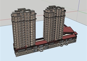新古典风格商业住宅楼设计SU(草图大师)模型