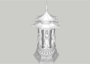 古寺庙佛塔设计SU(草图大师)模型