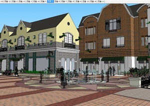 某欧式风格商业街环境及建筑设计SU(草图大师)模型