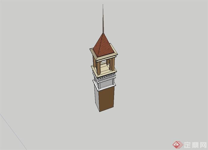 英式钟塔建筑设计su模型(3)