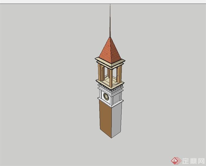 英式钟塔建筑设计su模型(2)