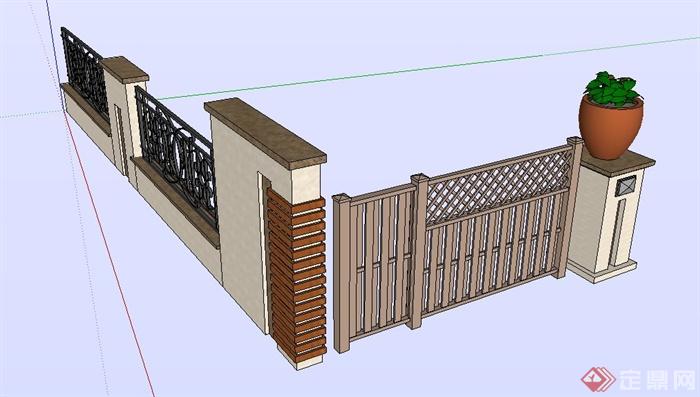 新古典围墙及庭院门模型[原创]