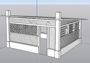 简洁坡顶小木屋建筑SU(草图大师)模型