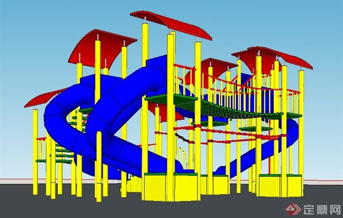 简约儿童游乐设施设计su模型(3)