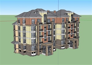 欧式花园洋房建筑楼设计SU(草图大师)模型