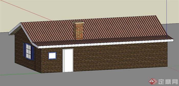 美式乡村住宅小屋建筑设计su模型(2)