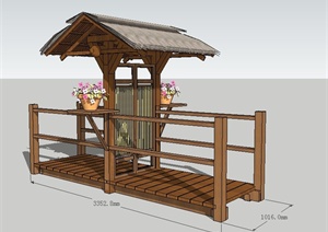中式花园门庭院门SU(草图大师)模型