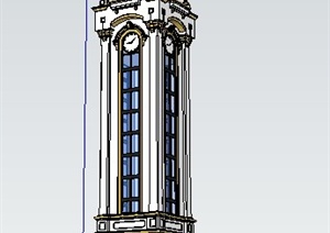 欧式景观塔钟楼SU(草图大师)模型