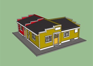 某仿古风格精致详细小别墅建筑设计SU(草图大师)模型