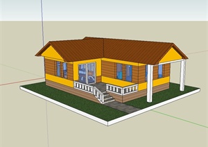美式单层住宅小屋建筑设计SU(草图大师)模型