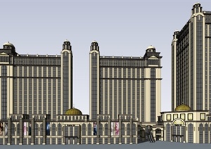 欧式风格商业街及综合体建筑设计SU(草图大师)模型