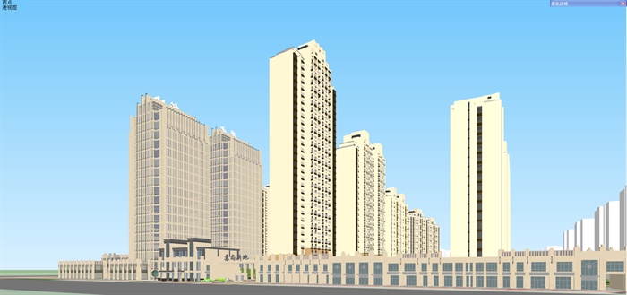 现代风格大型商住小区建筑设计su模型