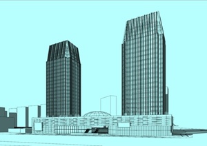 某现代风格高层商业写字楼综合建筑设计SU(草图大师)模型