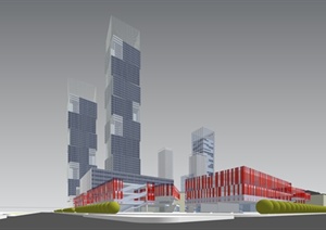现代城市中心区综合体概念设计SU(草图大师)模型
