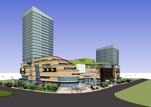 某现代风格东方时代广场商业综合体建筑设计SU(草图大师)模型