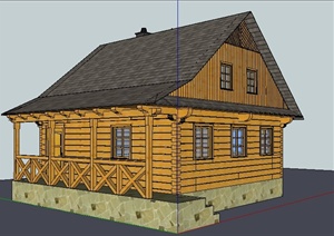 木制住宅小屋设计SU(草图大师)模型