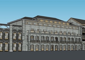 民国风格商业街建筑设计SU(草图大师)模型