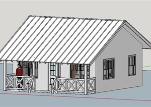 简约单层住宅小屋设计SU(草图大师)建筑模型