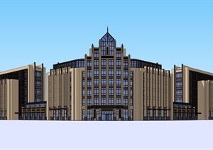 新古典风格详细办公楼设计SU(草图大师)模型