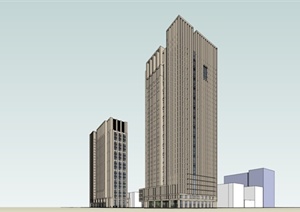 某现代风格详细精致商业办公大厦建筑设计SU(草图大师)模型