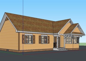 某美式乡村住宅小屋建筑设计SU(草图大师)模型