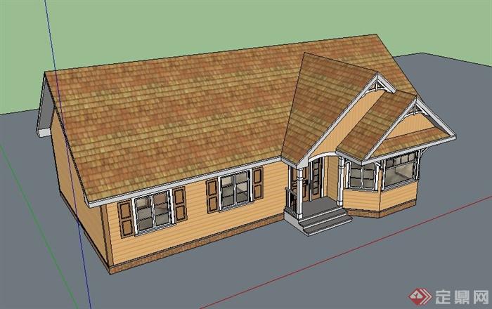 某美式乡村住宅小屋建筑设计su模型(2)