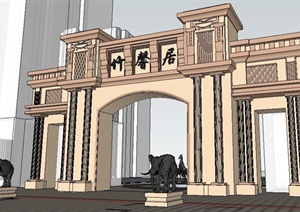 新古典大门及雕塑SU(草图大师)模型