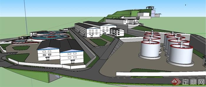 现代矿业厂区总体建筑规划su模型(2)