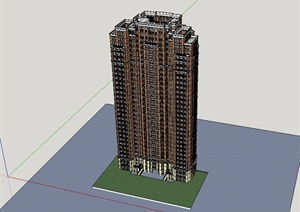 某新古典风格高层住宅建筑楼设计SU(草图大师)模型