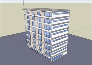 某现代风格简单公寓大楼设计SU(草图大师)模型