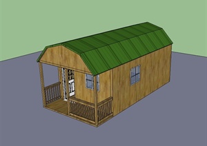 某现代风格精致木制小屋设计SU(草图大师)模型
