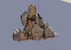 某单体假山石头设计SU(草图大师)模型