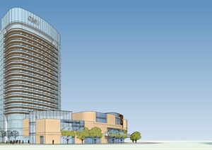 现代风格商业办公大厦楼建筑SU(草图大师)模型