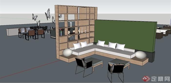 餐桌椅、沙发、凉亭su模型(3)