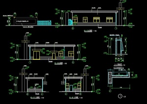 某现代风格印刷厂大门及传达室设计cad施工图