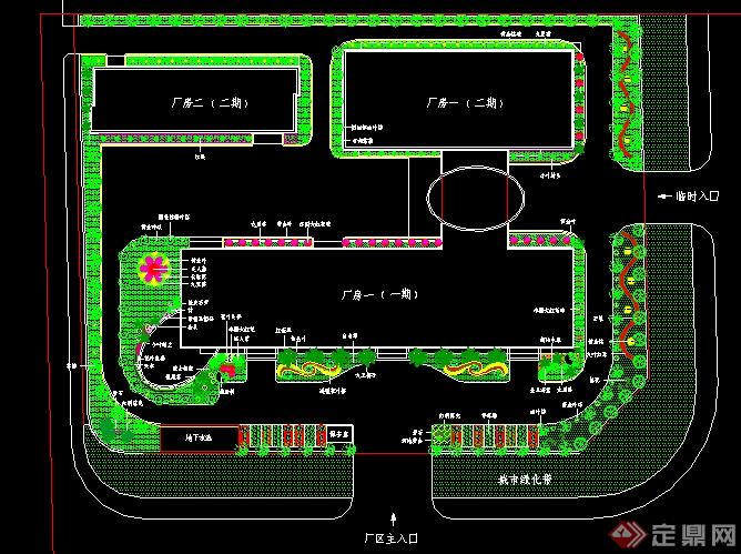 某现代风格工厂园林规划设计cad平面图(2)