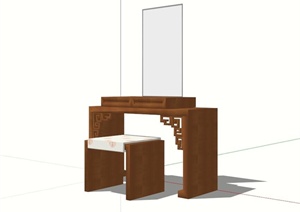 某古典中式风格梳妆桌凳设计SU(草图大师)模型
