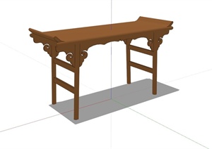 古典中式风格全木质桌子设计SU(草图大师)模型