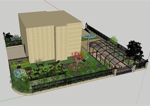 新中式别墅花园设计SU(草图大师)模型