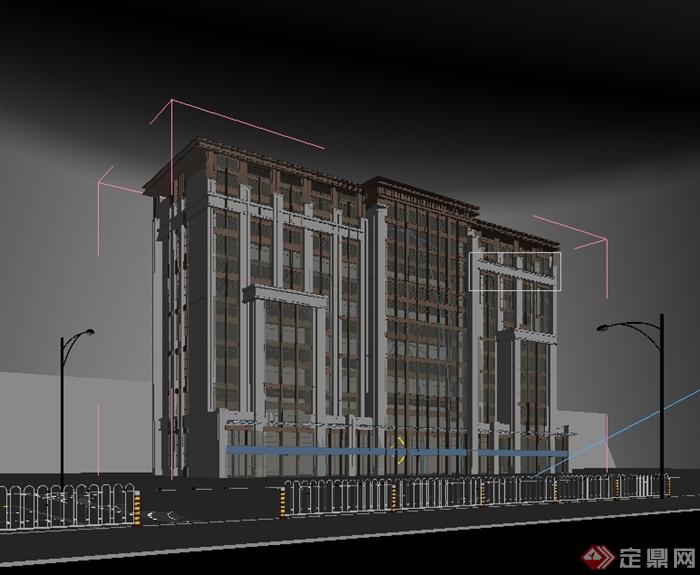 某新古典风格精致综合办公楼建筑设计3d模型含效果图(2)