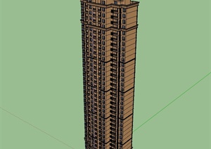 现代风格小区超高层住宅建筑SU(草图大师)模型